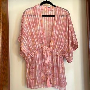 Sheer floral kimono/swim cover